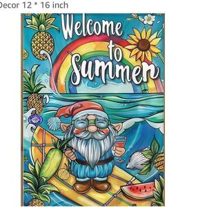 12” by 16” Colorful Summer Gnome Wall Decor Diamond art
